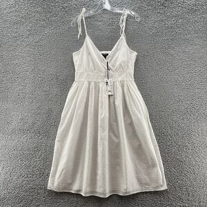 Alexandra Bartlett Dress Womens 8 White Swiss Dot Cottage Sundress Romantic Midi